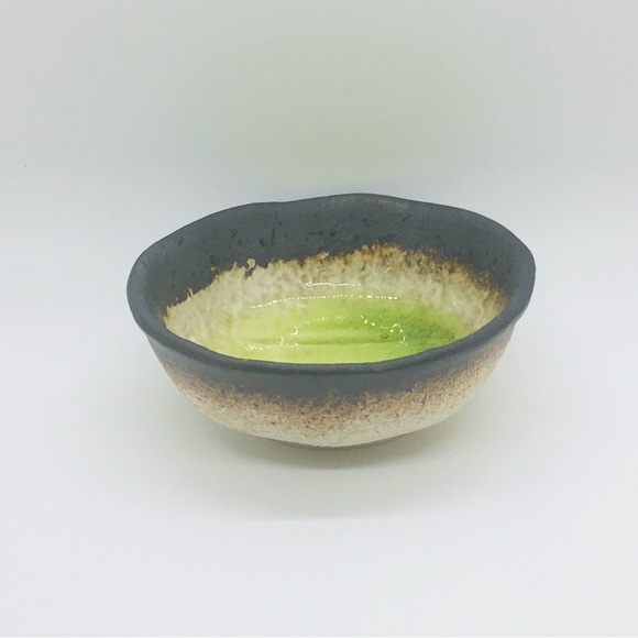 Handmade pottery bowl set condiment /dessert bowls cream green gray brown - Picture 8 of 9